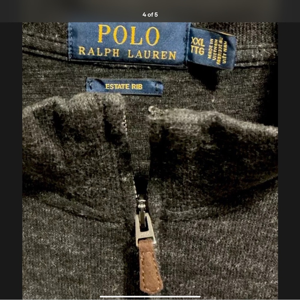 Polo Ralph Lauren Men’s Big and Tall Estate Rib Pullover Dark Gray XXL - Picture 4 of 4